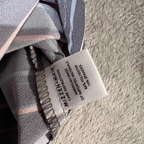 Mizzen+Main Leeward Shirt Mens Large Gray Pink Blue Striped Button Up Trim Fit - Picture 4 of 6